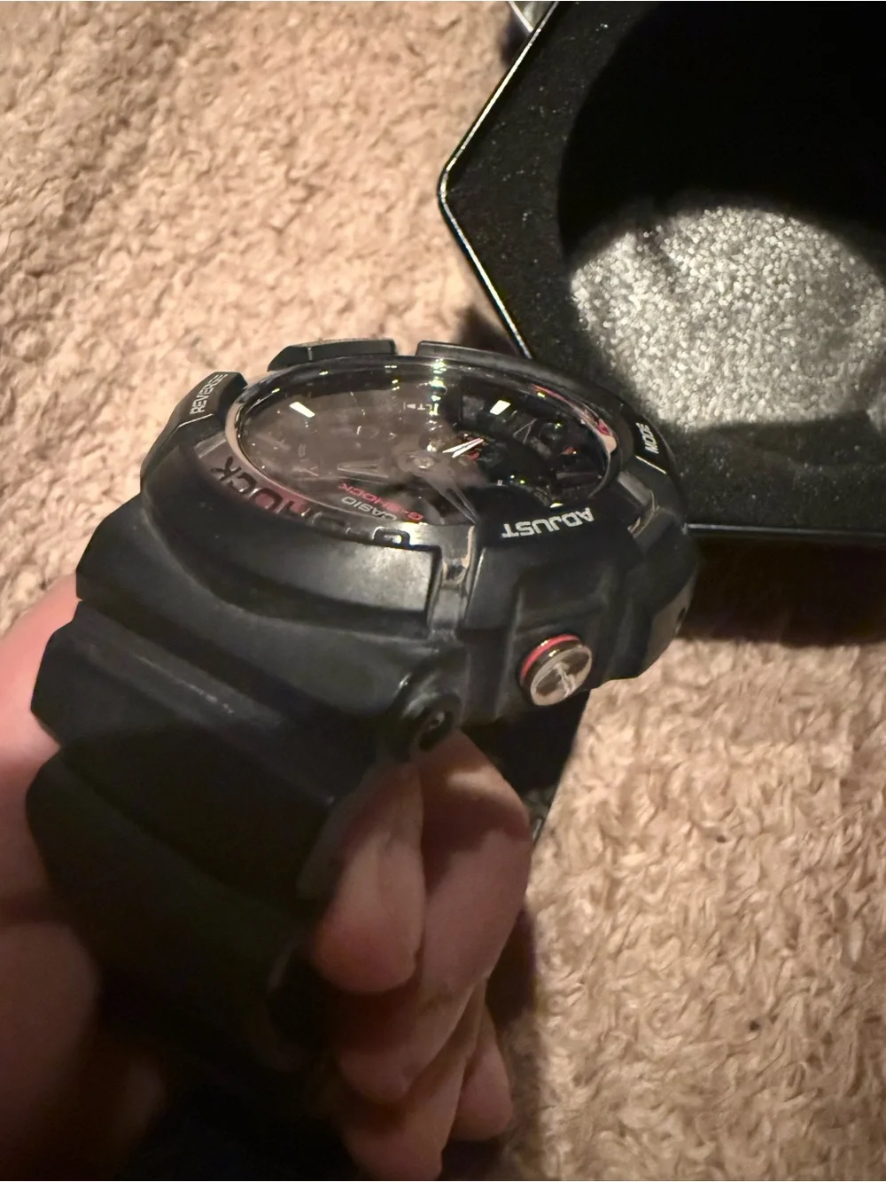 Casio G-Shock Black Grey Steel Metal Red Accents 5229 Watch